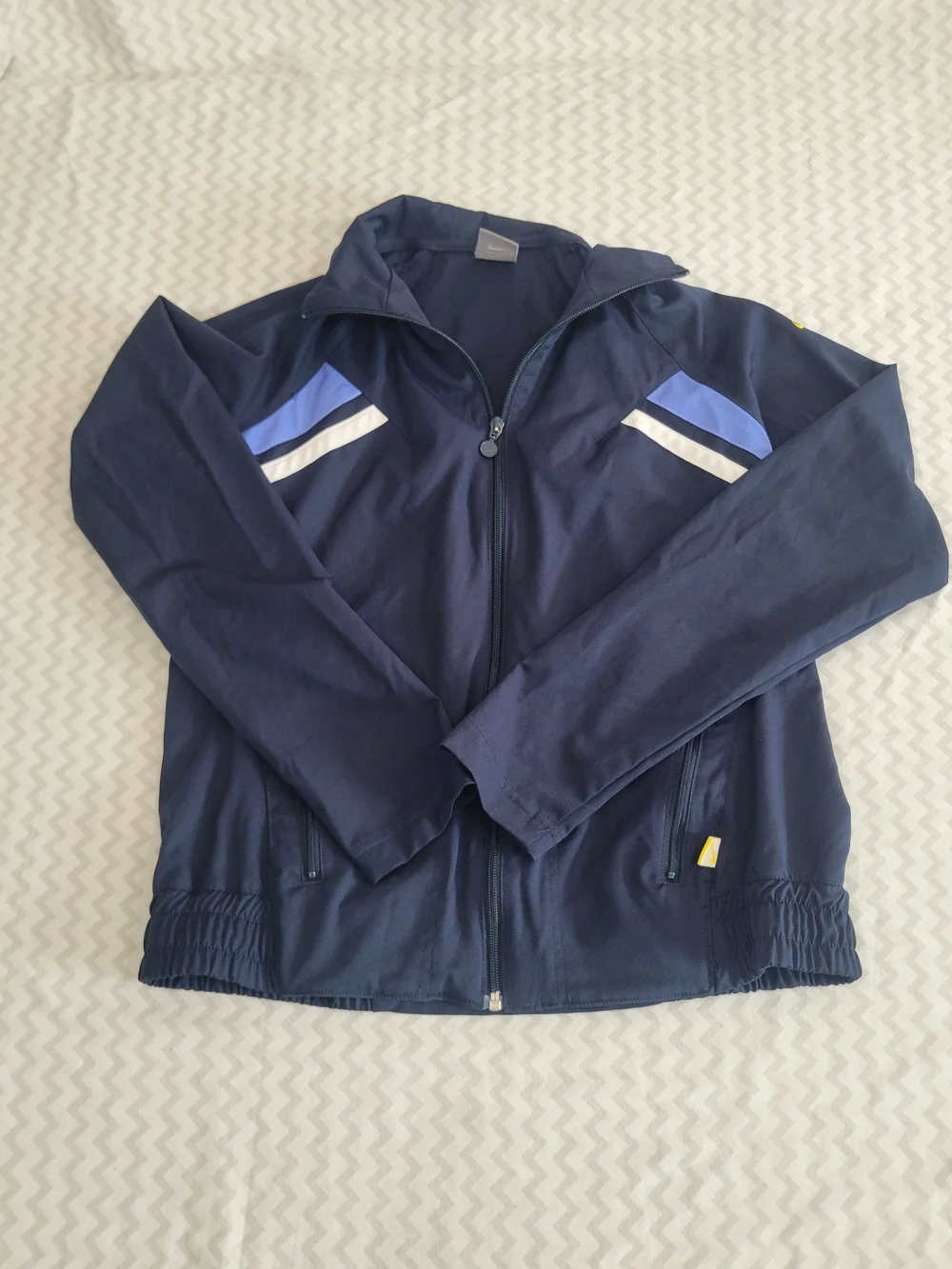 Vintage Nike Track Jacket Youth XL Navy Blue Light Blue Stripe Full Zip 90s Y2K